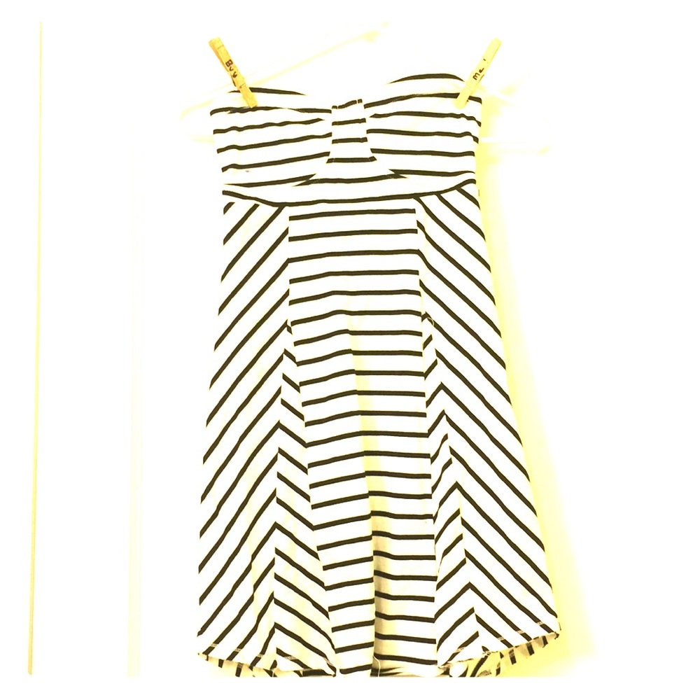 Roxy black and white striped strapless dress